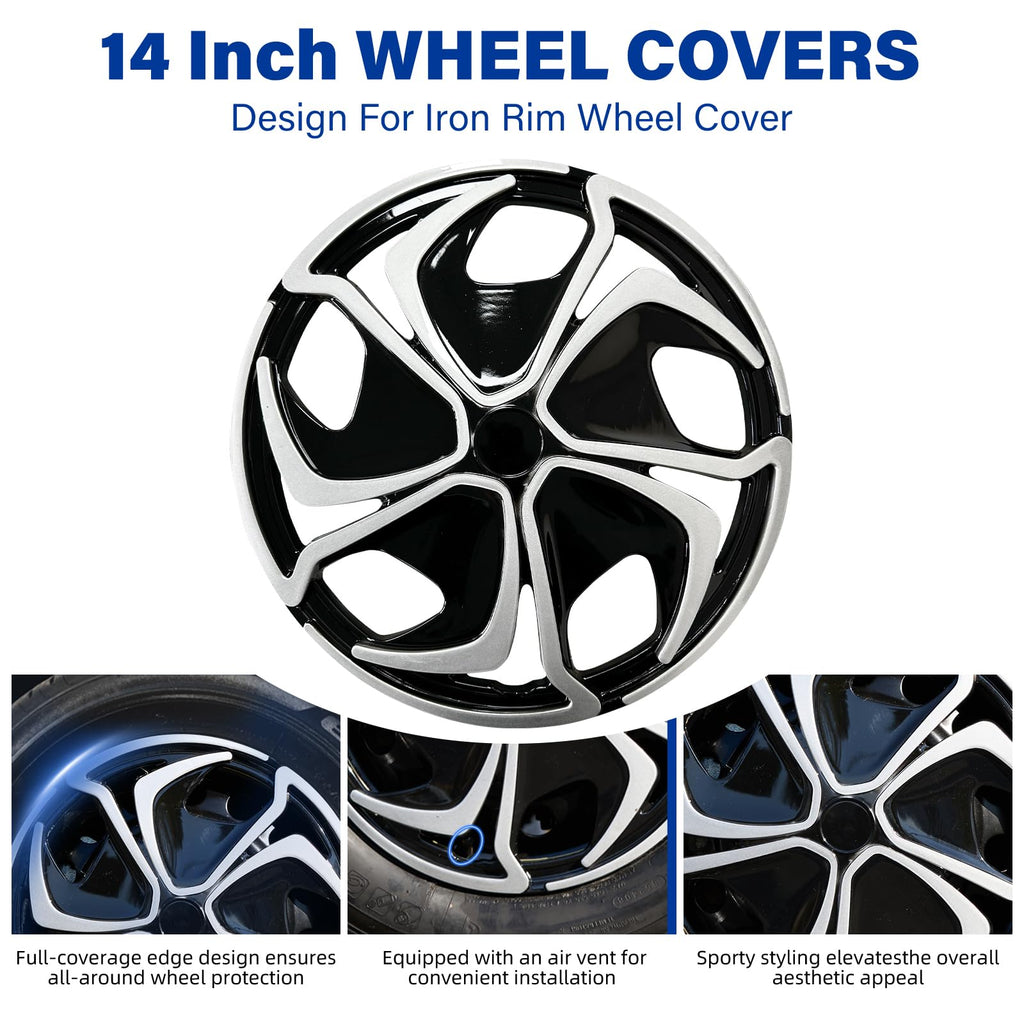 14 inch Hub Caps Wheel Covers 14" Iron Wheels Replacement R14 (#B, 14 INCH)