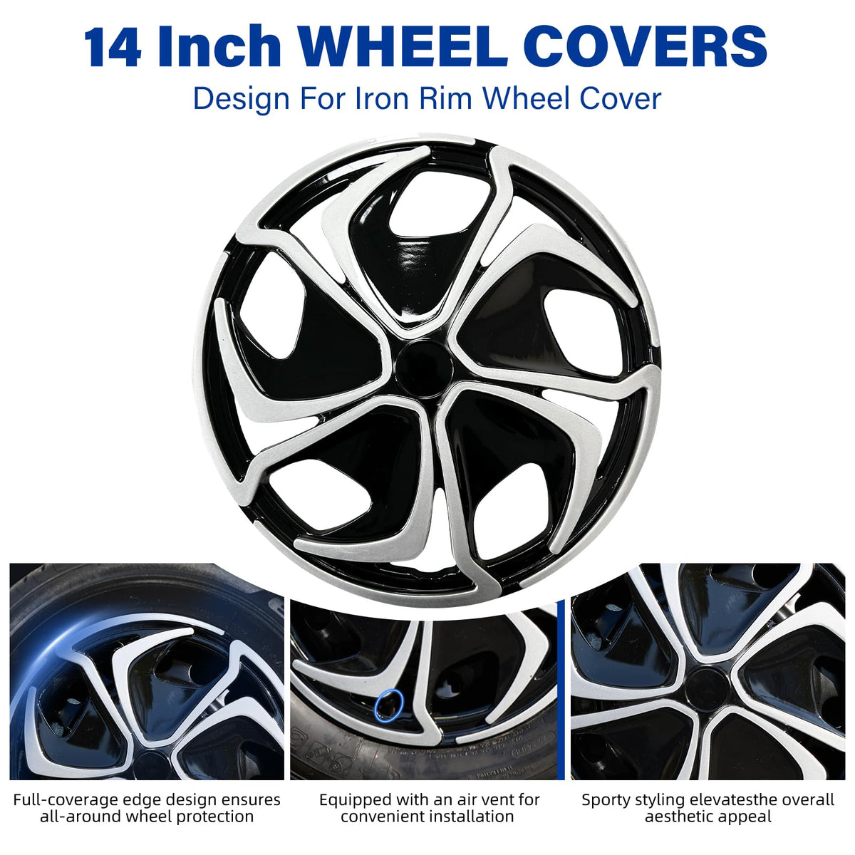 14 inch Hub Caps Wheel Covers 14" Iron Wheels Replacement R14 (#B, 14 INCH)