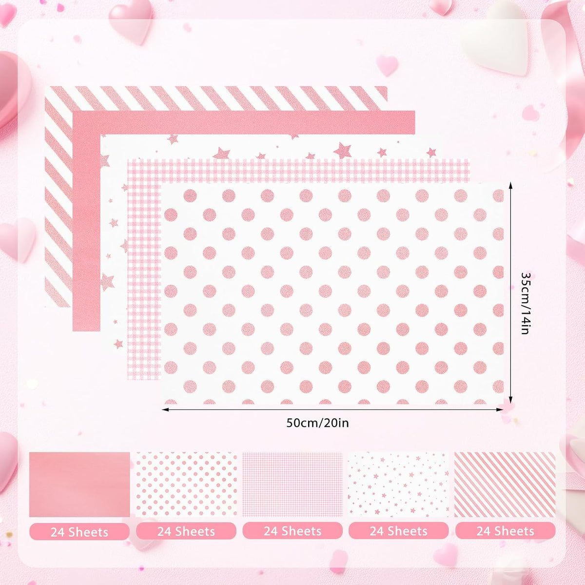 120 Sheets Pink Tissue Paper for Gift Bags 20x14 Inch