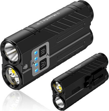 Powerful Rechargeable EDC Pocket Flashlight with Dual Light Source | 3100 High Lumens Tactical Flashlight, Zoomable 7