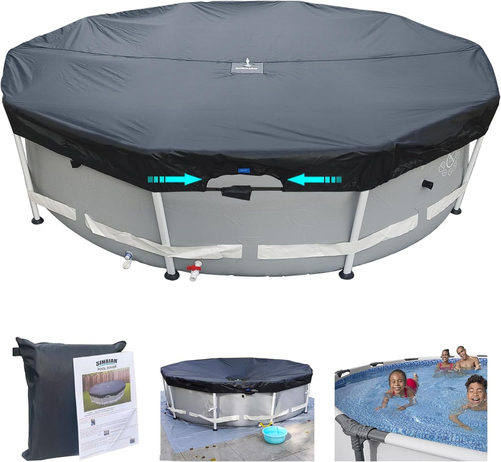 16Ft Round Pool Cover, Prevents Water Accumulation Above Ground Pool Cover, Quick Installation and Removal One-Piece