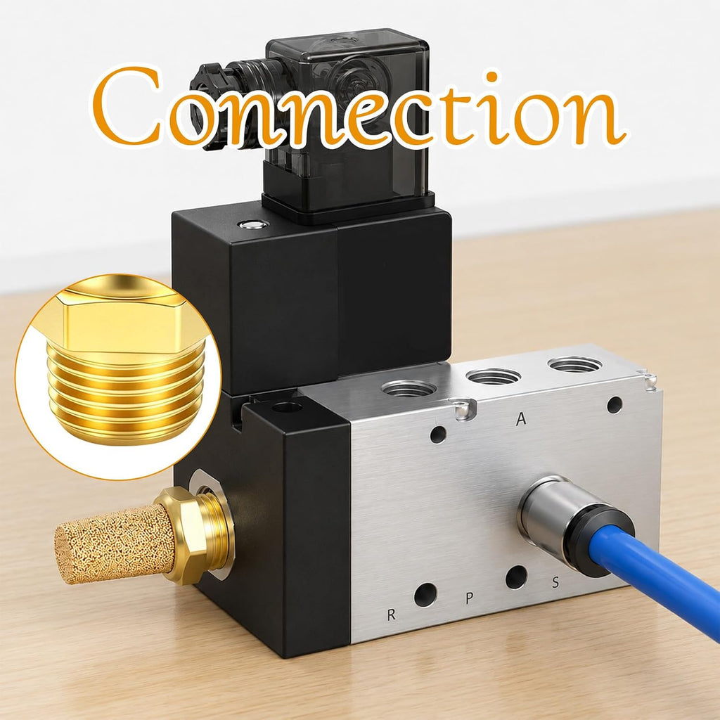4 Pieces Pneumatic Muffler Insert Pneumatic Brass Exhaust Muffler Filter