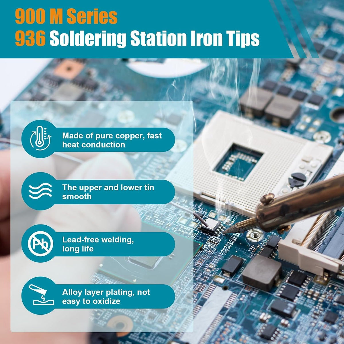 10 Pcs 900M Soldering Iron Tips, Replacement Soldering Tips, Compatible with HAKKO, Atten, Quick, Aoyue, Yihua, Vastar, and Major (Silver)