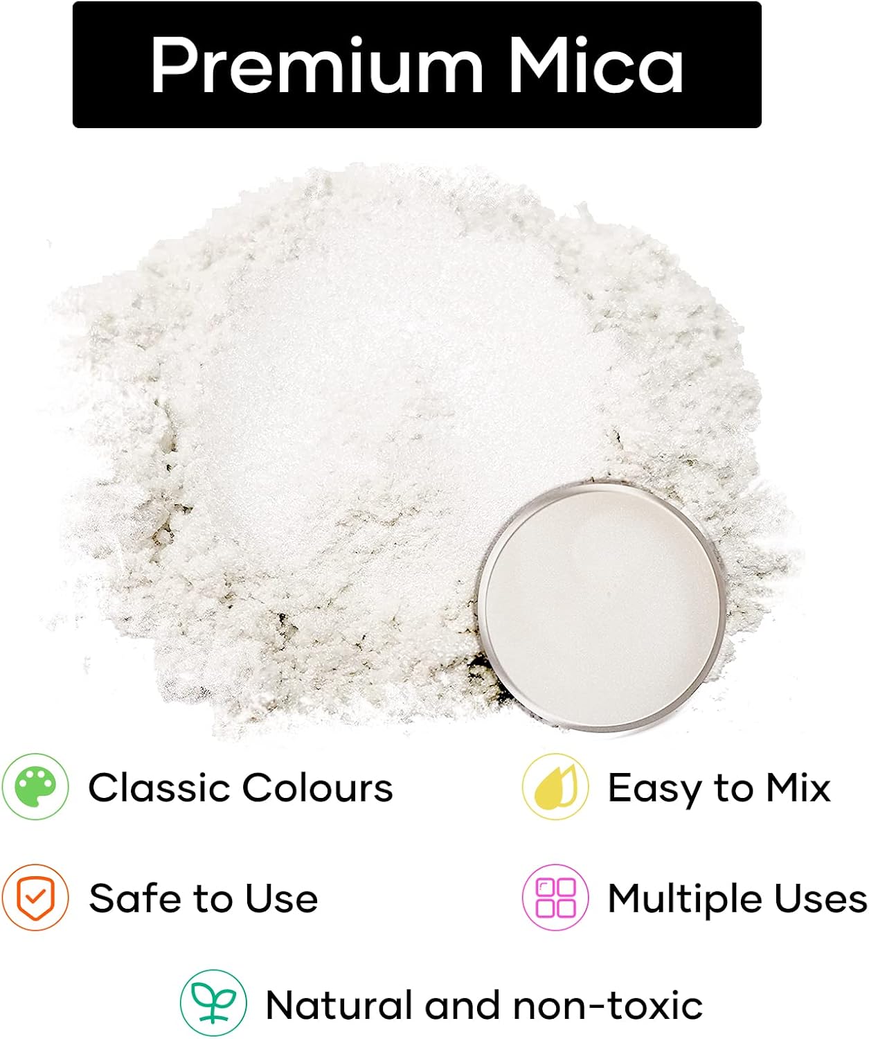 Pearl White Mica Powder for Resin - 1.7oz/50g Epoxy Pigment Dye | Cosmetic Grade Mica Powder for Soap Making, Candle