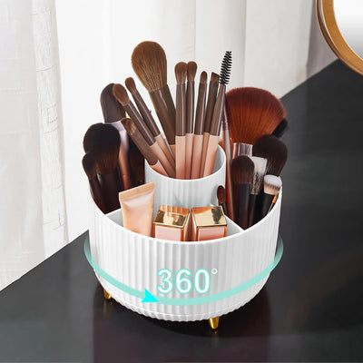 Makeup Brush Holder Organizer,360° Rotating Makeup Brush Organizer,5 Slot Make up Brushes Cup for Cosmetics, Nail