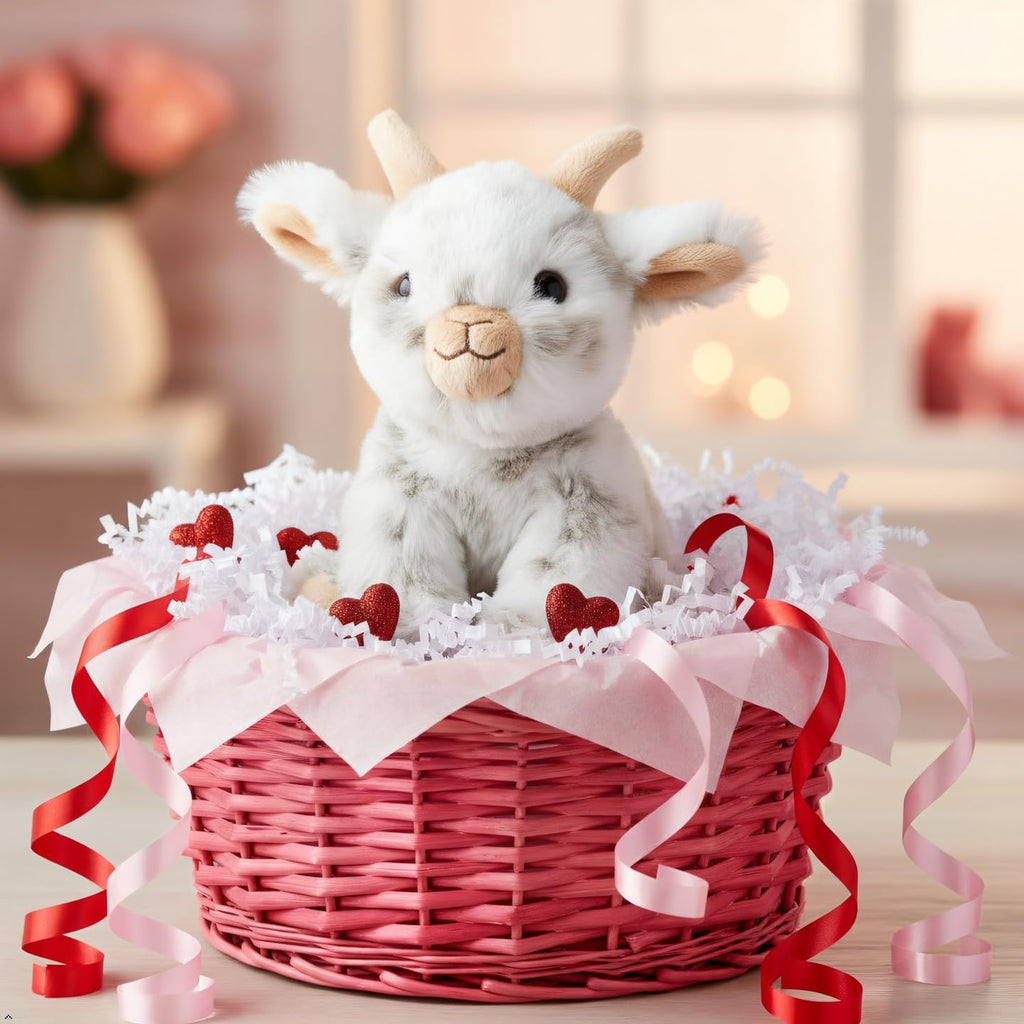 Goat Stuffed Animal Plushie, Gifts for Kids, Wild Onez Babiez Farm Animals, Goat Plush Toy 6 inches