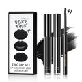 3 in 1 Black Lip Liner and Lipstick Lip Gloss Set (12 Black Magic) | Long-lasting Matte Velvet Goth Makeup,Nonstick