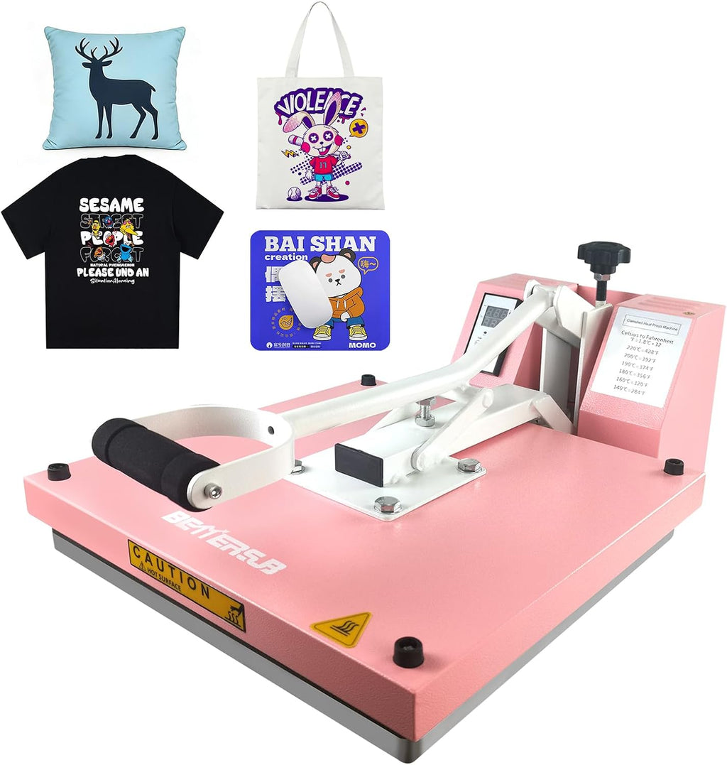 Industrial 15"x15" Clamshell Heat Press Machine for T-Shirts, Sublimation, Vinyl & HTV - Digital Control, Non-Stick