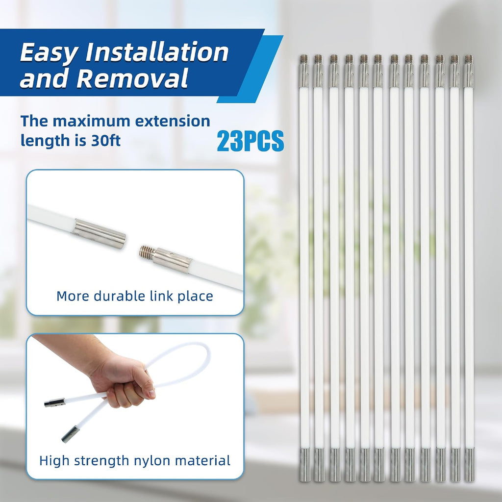 30 Feet Dryer Vent Cleaning Brush Kit, Multi-Scene Durability Chimney Brush with Flexible Nylon Rod, Multi-Purpose