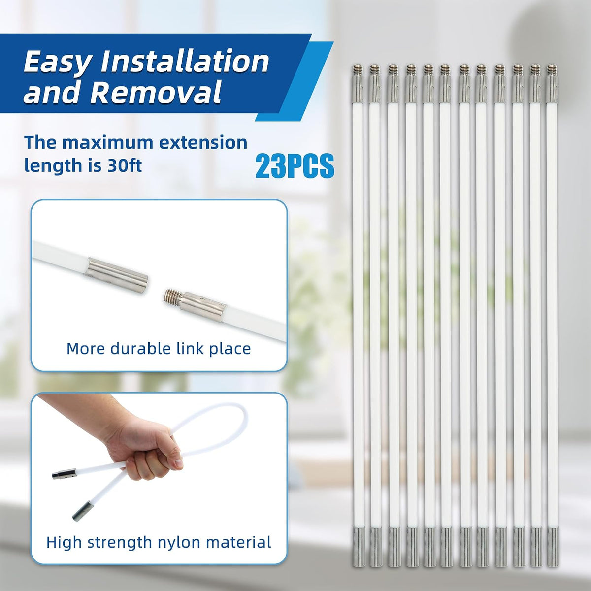 30 Feet Dryer Vent Cleaning Brush Kit, Multi-Scene Durability Chimney Brush with Flexible Nylon Rod, Multi-Purpose