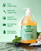 EWG Peppermint Castile Soap 64oz, Multi-Use Liquid Soap Cleanser