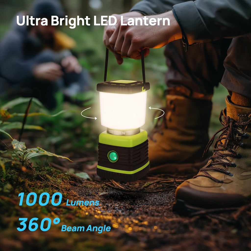 LED Camping Lantern Rechargeable, Consciot Camping Lights, 1000LM, 4 Light Modes, 4400mAh Power Bank, IPX4 Waterproof