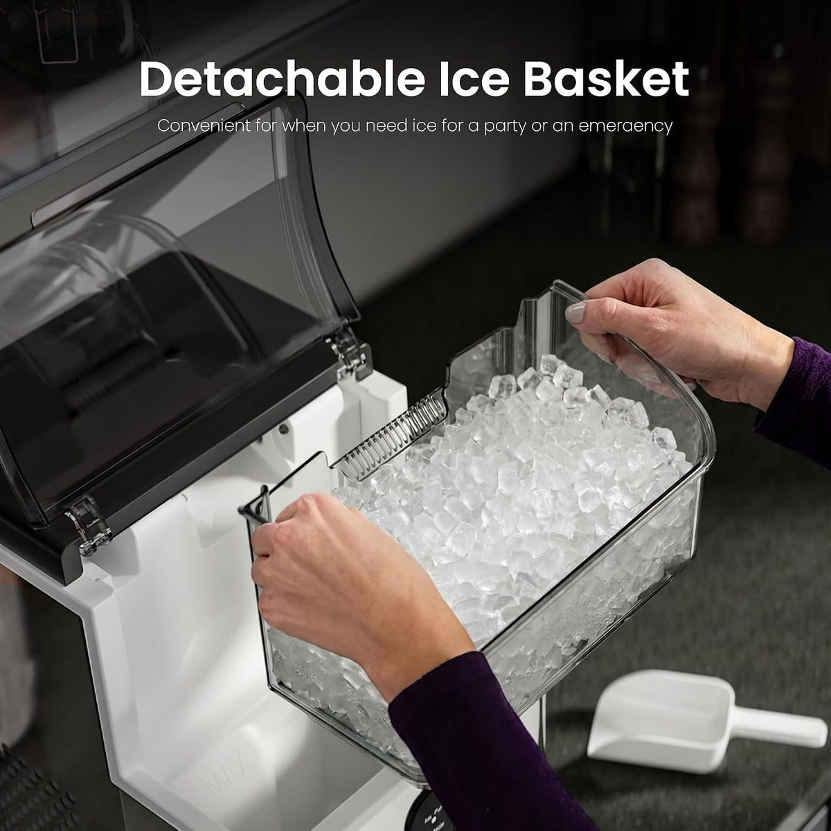 Nugget Ice Maker Countertop, 33 Lbs/Day,Self-Cleaning,Steel