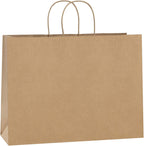 Kraft Brown Paper Bags with Handles 16x6x12 Inch Large 100Pcs Bulk