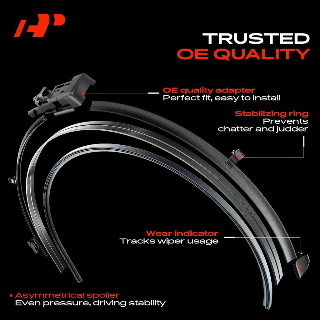 22"+19" Windshield Wiper Blades Compatible with Mercedes-Benz W204 Series GLK250, GLK350 2015 & Jaguar XF, XJ, XFR