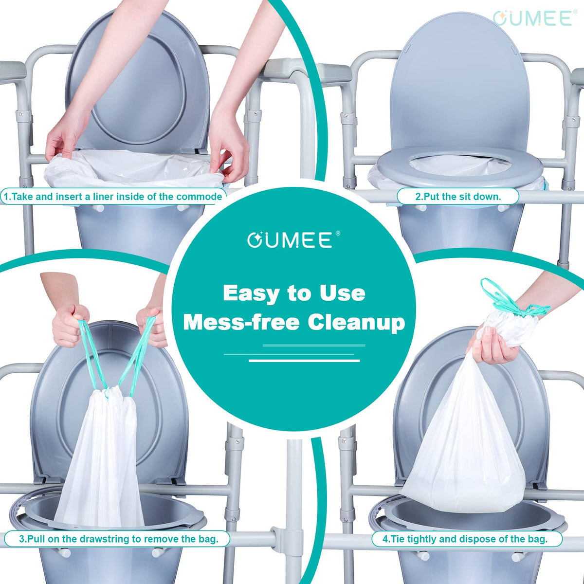 120 Disposable Commode Liners for Bedside Commode, Beside Commode Liners