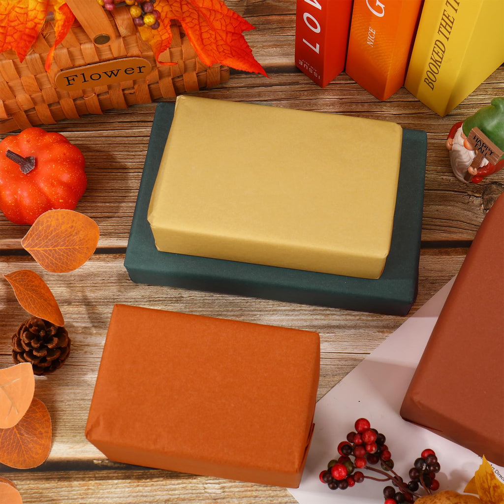 120 Sheets Boho Fall Tissue Paper 6 Colors Sage Green Orange Brown Wrapping Paper for Autumn Thanksgiving Party DIY