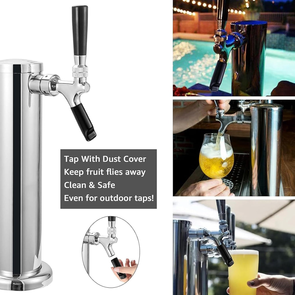 Single Beer Tap Draft Kegerator Tower, 3" Keg Tower for Countertop