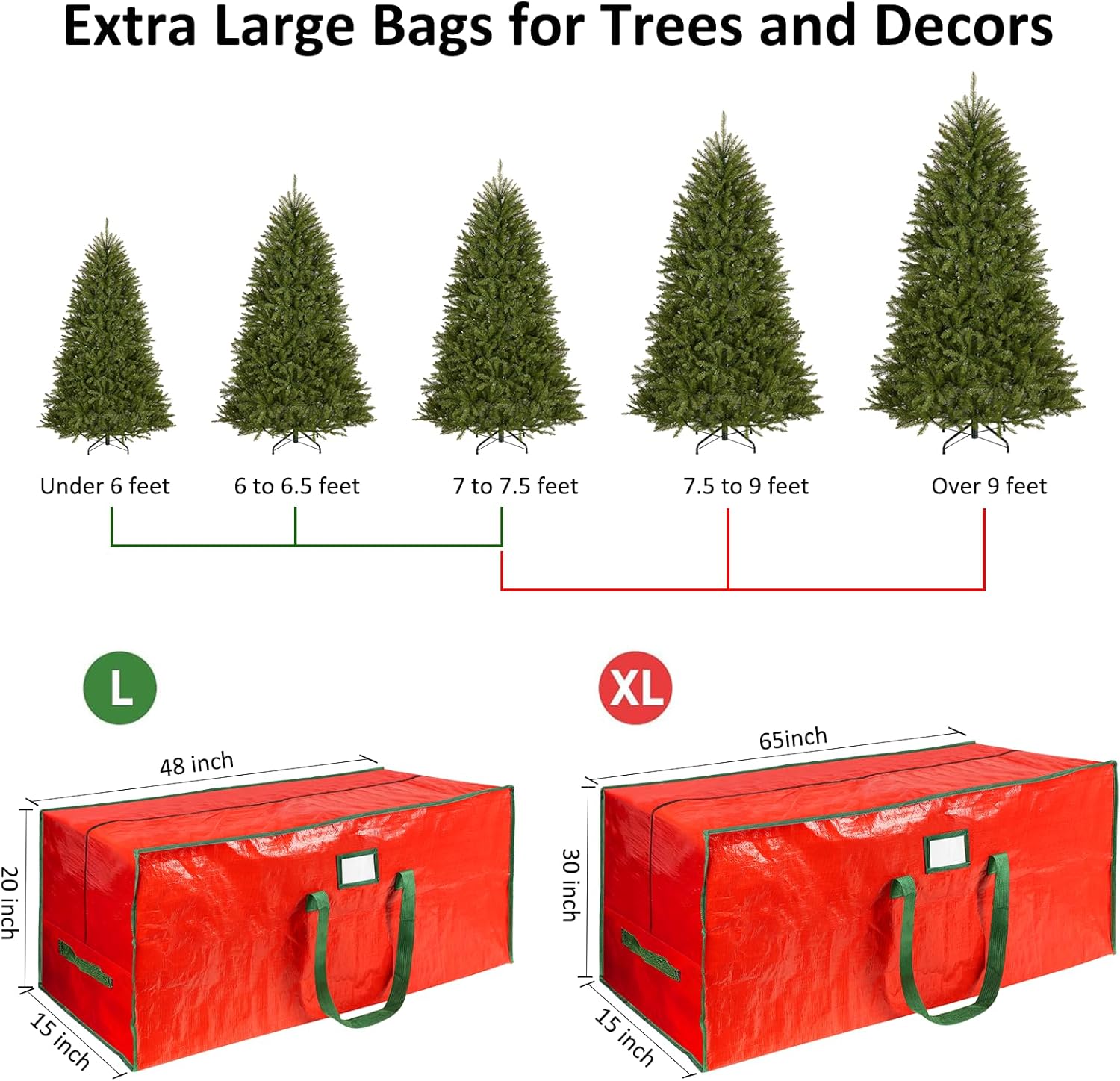 7.5 Ft Christmas Tree Storage Bag, Large Heavy Duty Artificial Tree Bag with Reinforced Handles and Dual Zippers
