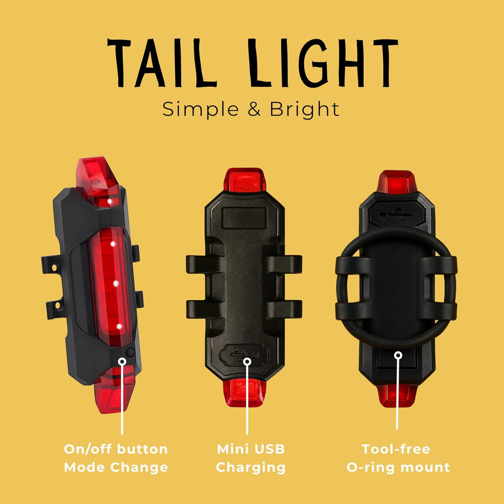 VivBike Rechargeable Bike Light – LED Bicycle Headlight, USB-C Charging, Waterproof, Multiple Lighting Modes