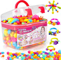 520+ Snap Pop Beads - Jewelry Making Beads Charms Style Craft Kit, Arts and Crafts for Kids Ages 4-8, Toys for 3 4 5