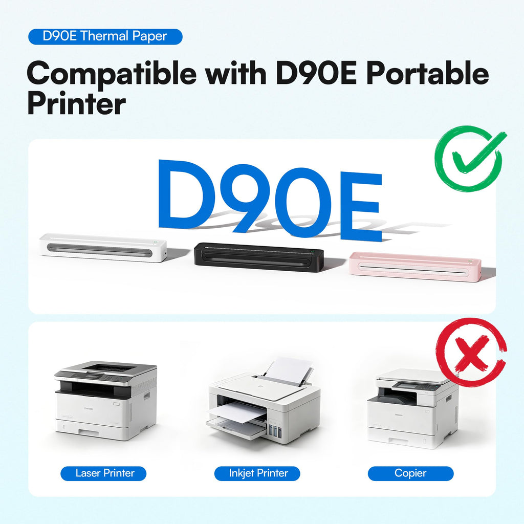 D90E Thermal Printer 8.5 x 11 Inch Folding Thermal Paper, 200 Sheets