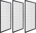 3 Packs Grid Wall Panels, Metal Black Wire Grid Panel, Gridwall Display Rack, Heavy Duty Gridwall Panels for Retail