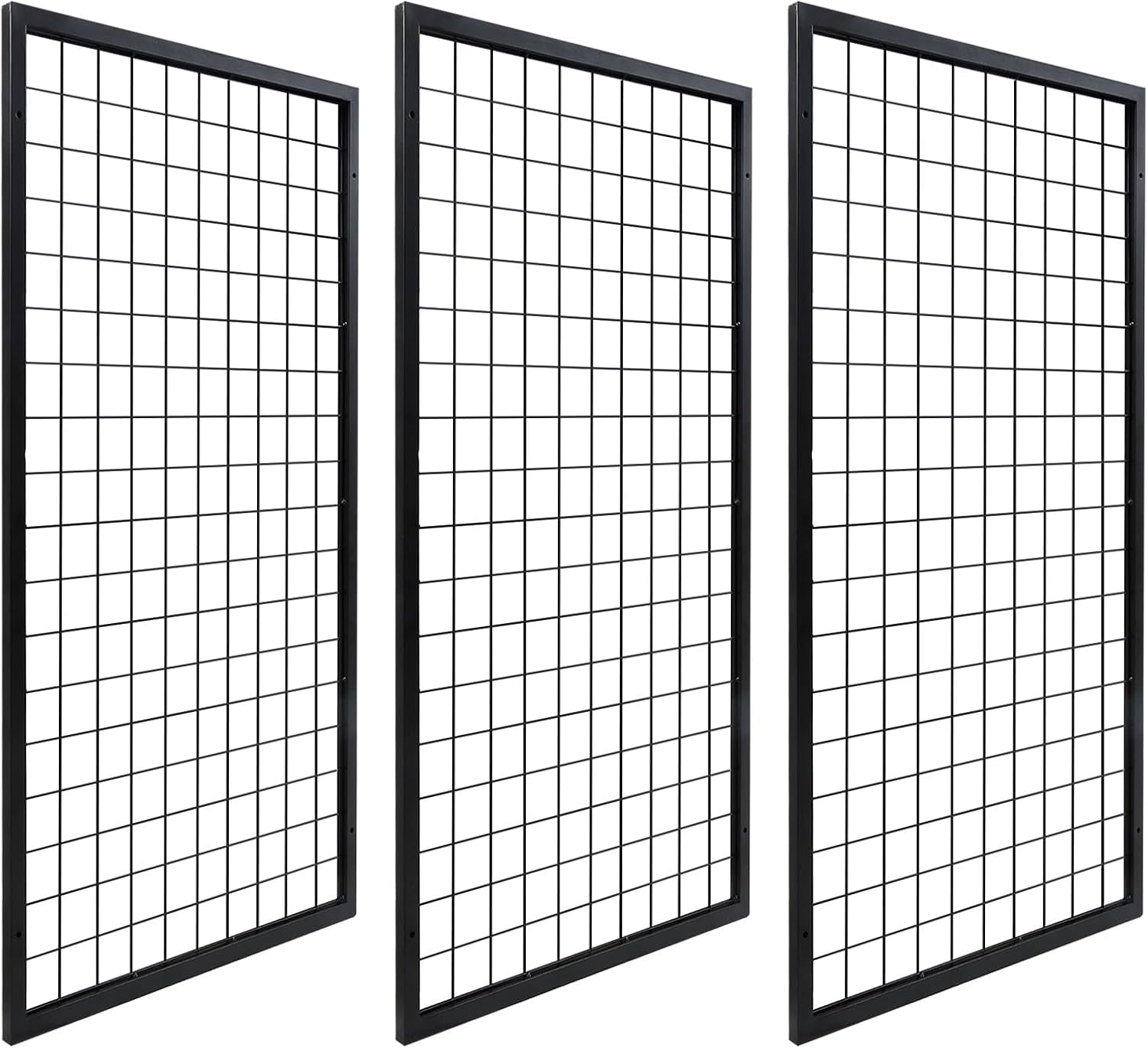 3 Packs Grid Wall Panels, Metal Black Wire Grid Panel, Gridwall Display Rack, Heavy Duty Gridwall Panels for Retail