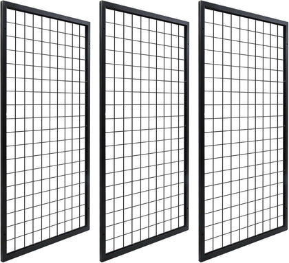 3 Packs Grid Wall Panels, Metal Black Wire Grid Panel, Gridwall Display Rack, Heavy Duty Gridwall Panels for Retail