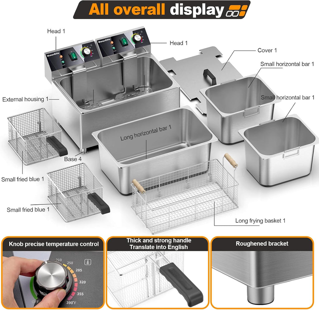 electric turkey fryer Commercial deep fryer with basket 3600W27.4QT with timer26L deepen deep fryer Variable twin