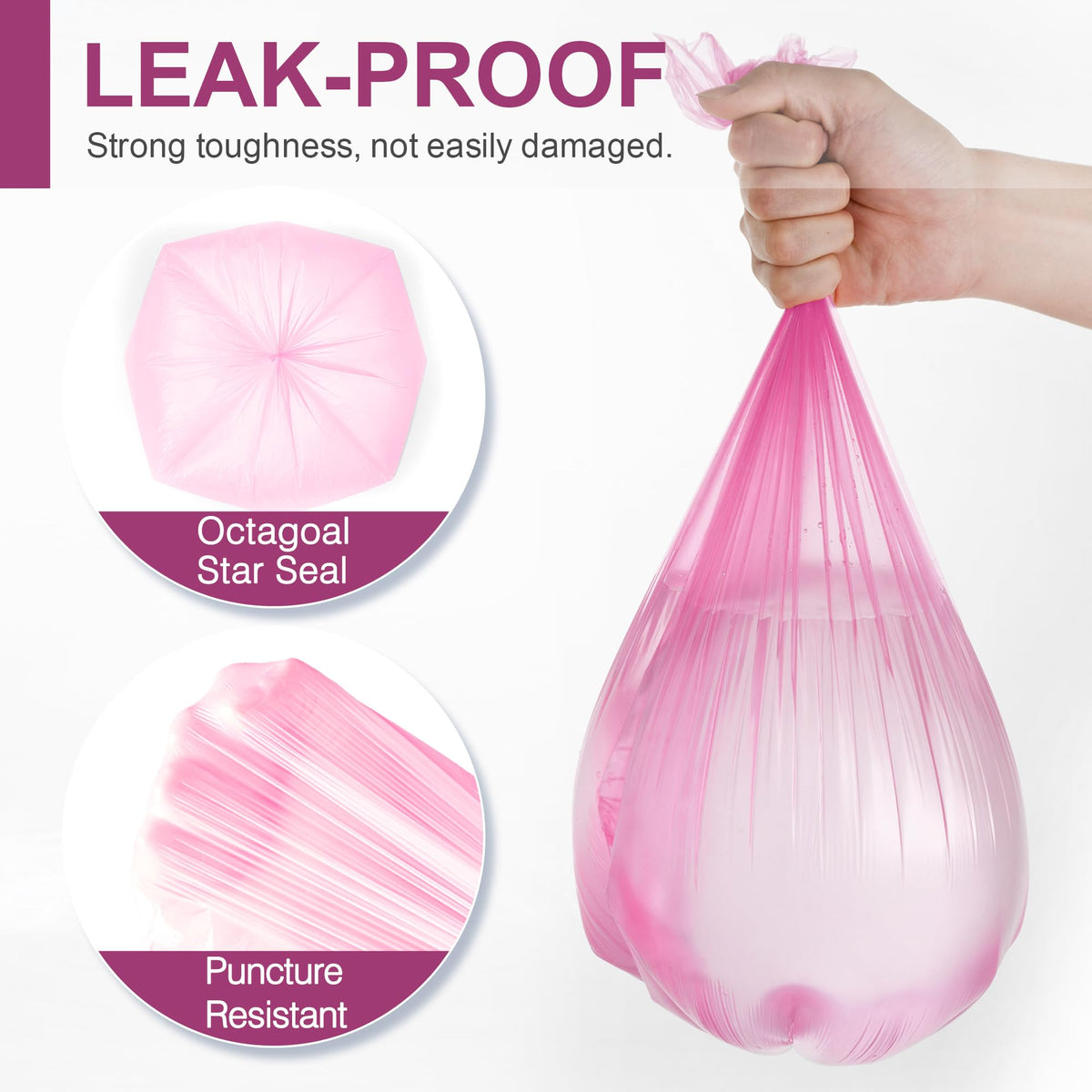 Small Trash Bags Bathroom, 4 Gallon Garbage Bags, 80 Count