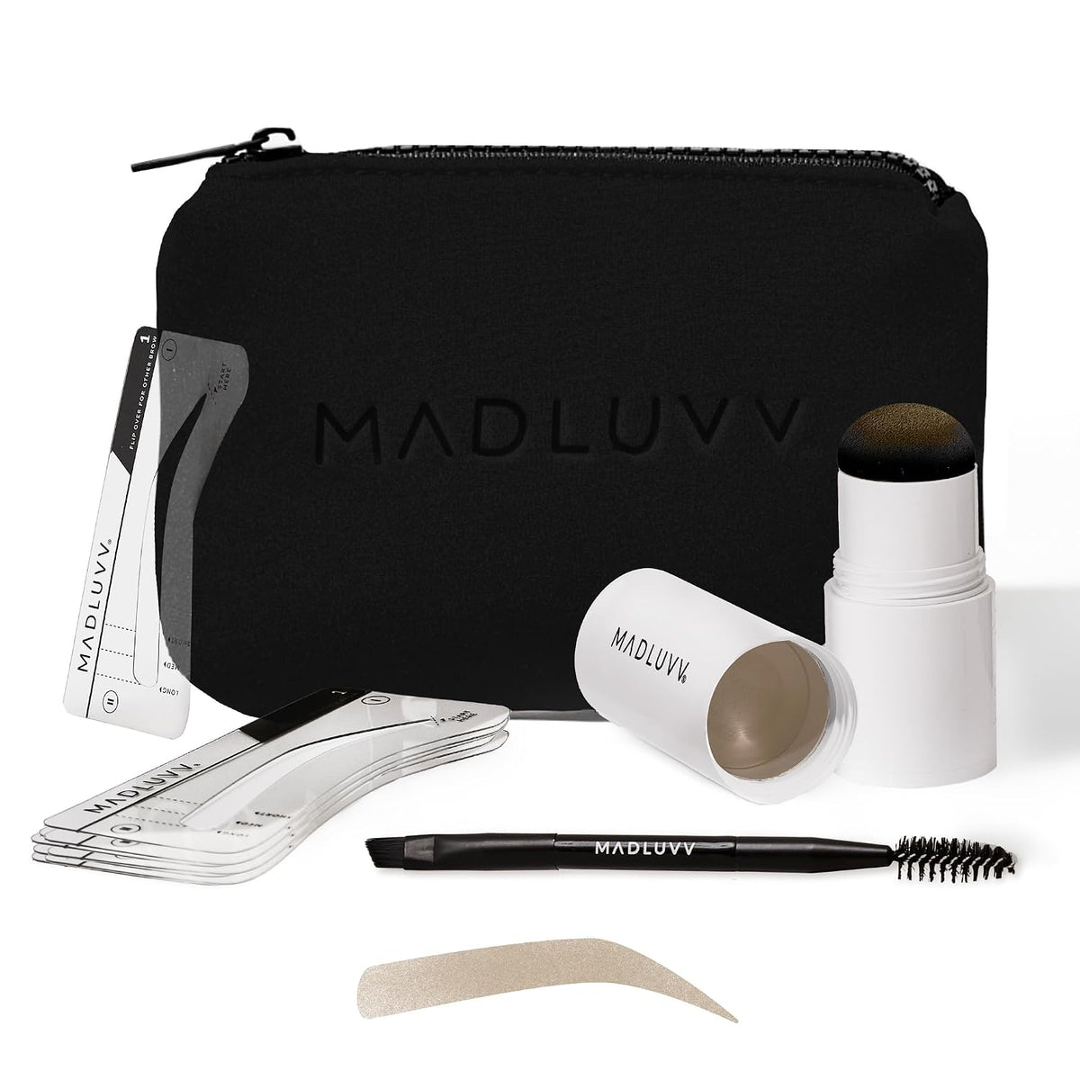 Brow Stamp Kit, 9 Stencils & Pomade for Sparse Brows (Blonde)