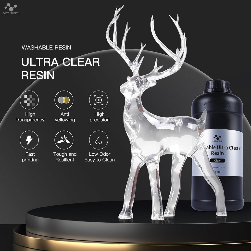 Ultra Clear Resin 405nm LCD UV Fast Curing 3D Printing Resin for LCD DLP Resin 3D Printers, Resist Yellowing ＆ Low