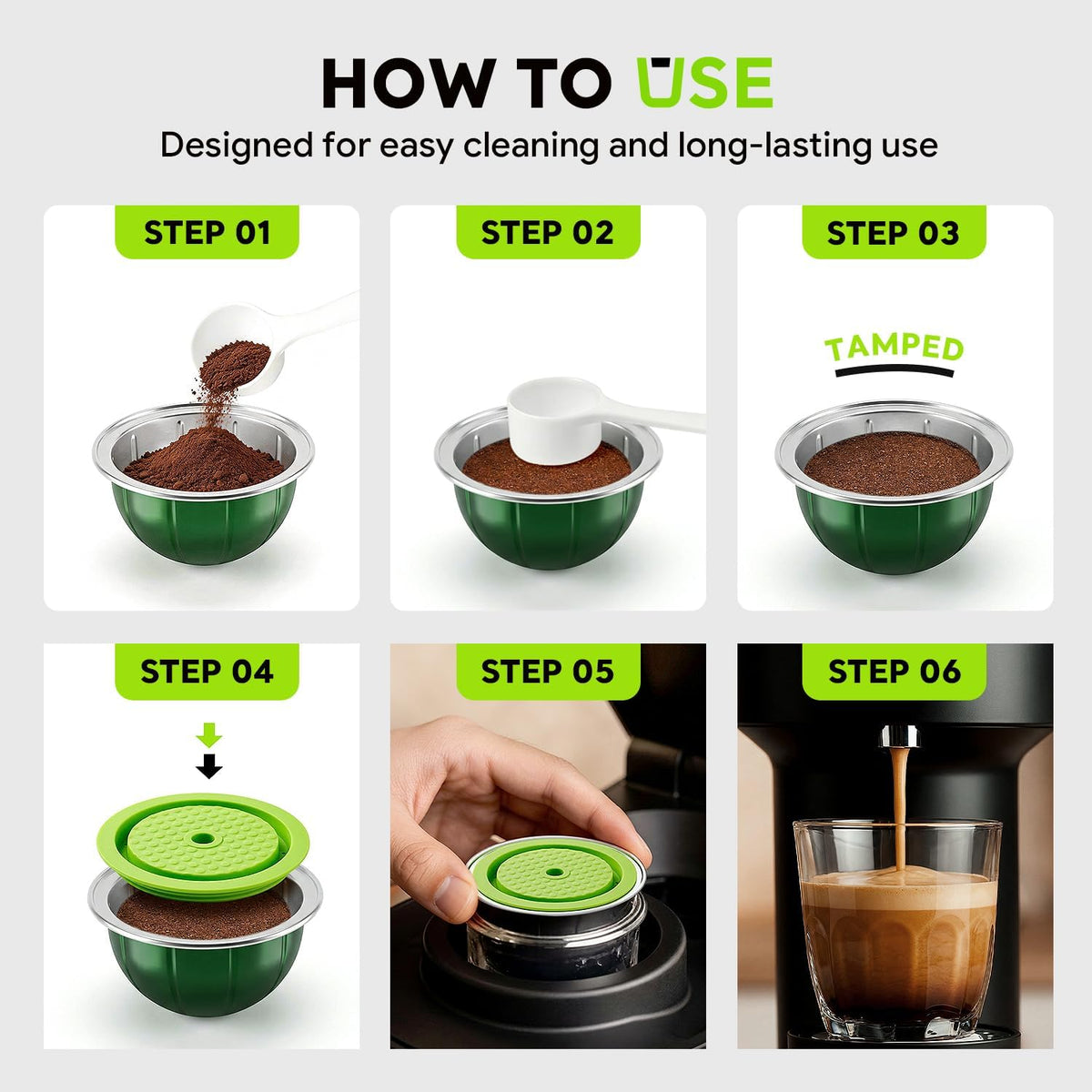 4 Pack Reusable Coffee Capsules Compatible with Nespress Vertuo Plus/Next