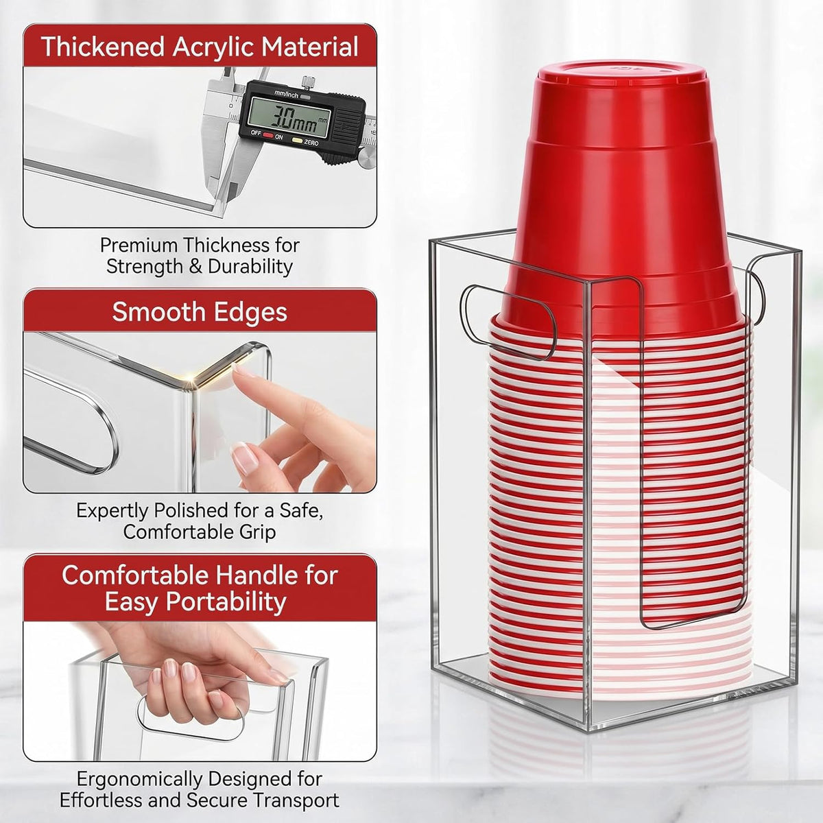 Cup Dispenser, Wall Mount Cup Holder Fits Cups Up to 18 oz