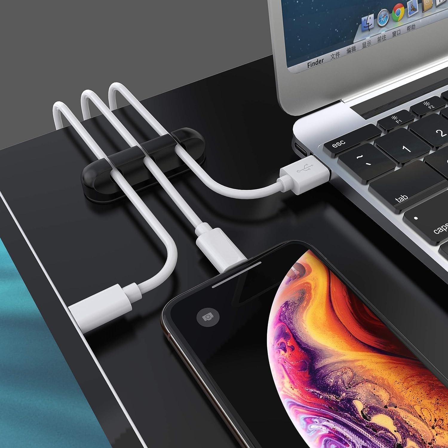 Cable Holder Clips, 3-Pack Cable Management Cord Organizer Clips Silicone Self Adhesive for Desktop USB Charging
