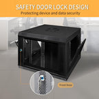9U Wall Mount Server Cabinet IT Network Rack Enclosure Lockable Glass Door Black