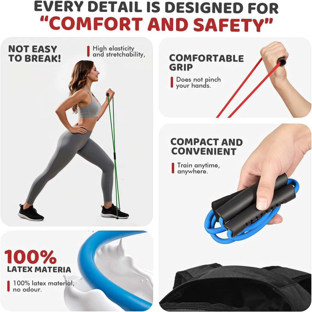 Resistance Bands, Figure 8 Exercise Bands for Women Men, 8 Shaped Resistance Bands for Arms, Chest Expander, Yoga Gym
