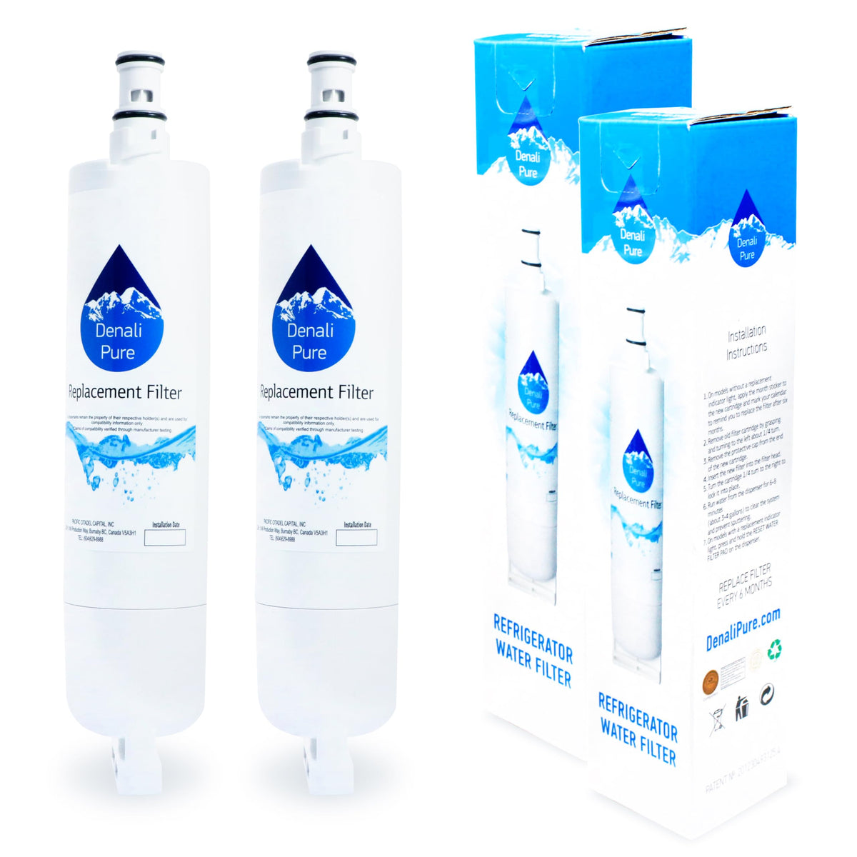2-Pack Replacement for KitchenAid KSRX22FNST01 Refrigerator Water Filter