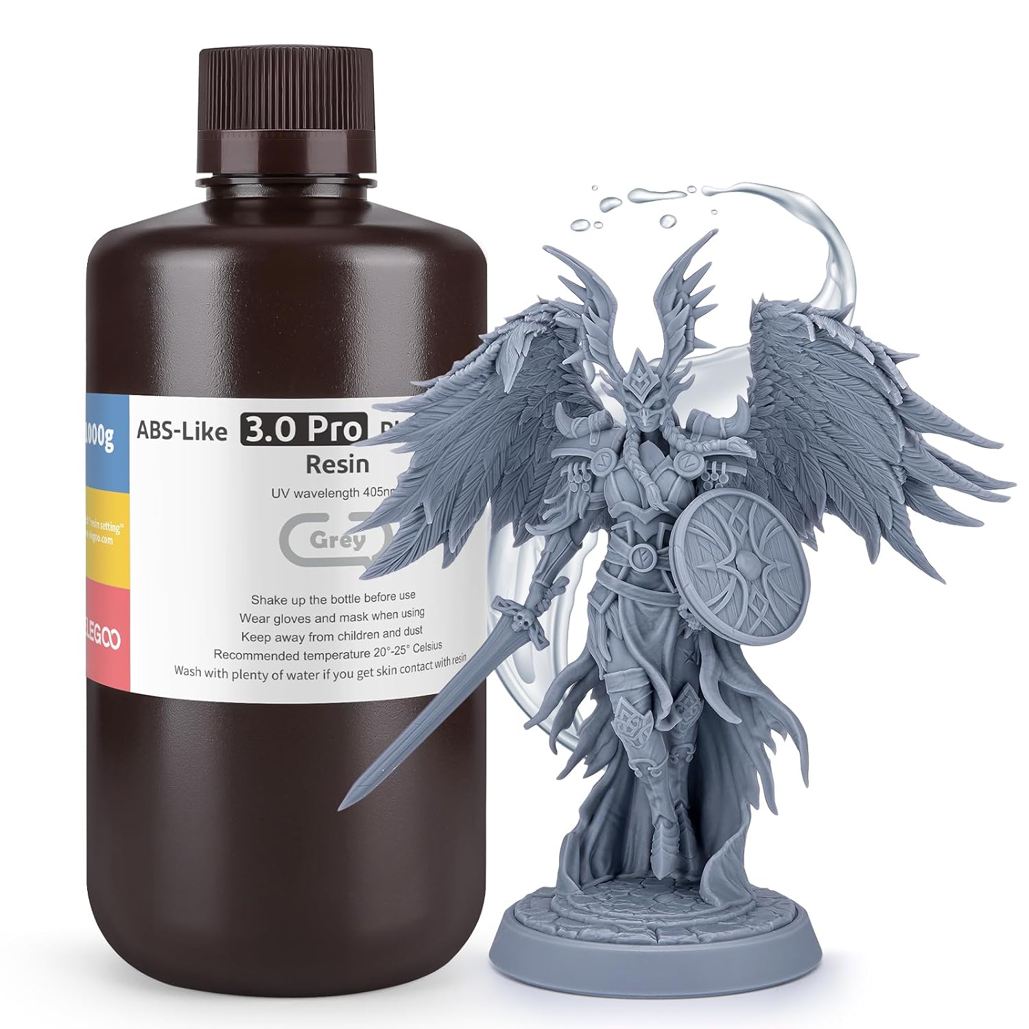 ELEGOO ABS-Like Resin 3.0 Pro, 3D Printer Resin Grey 1000G | Low Viscosity and High Precision, 405nm Rapid UV-Curing