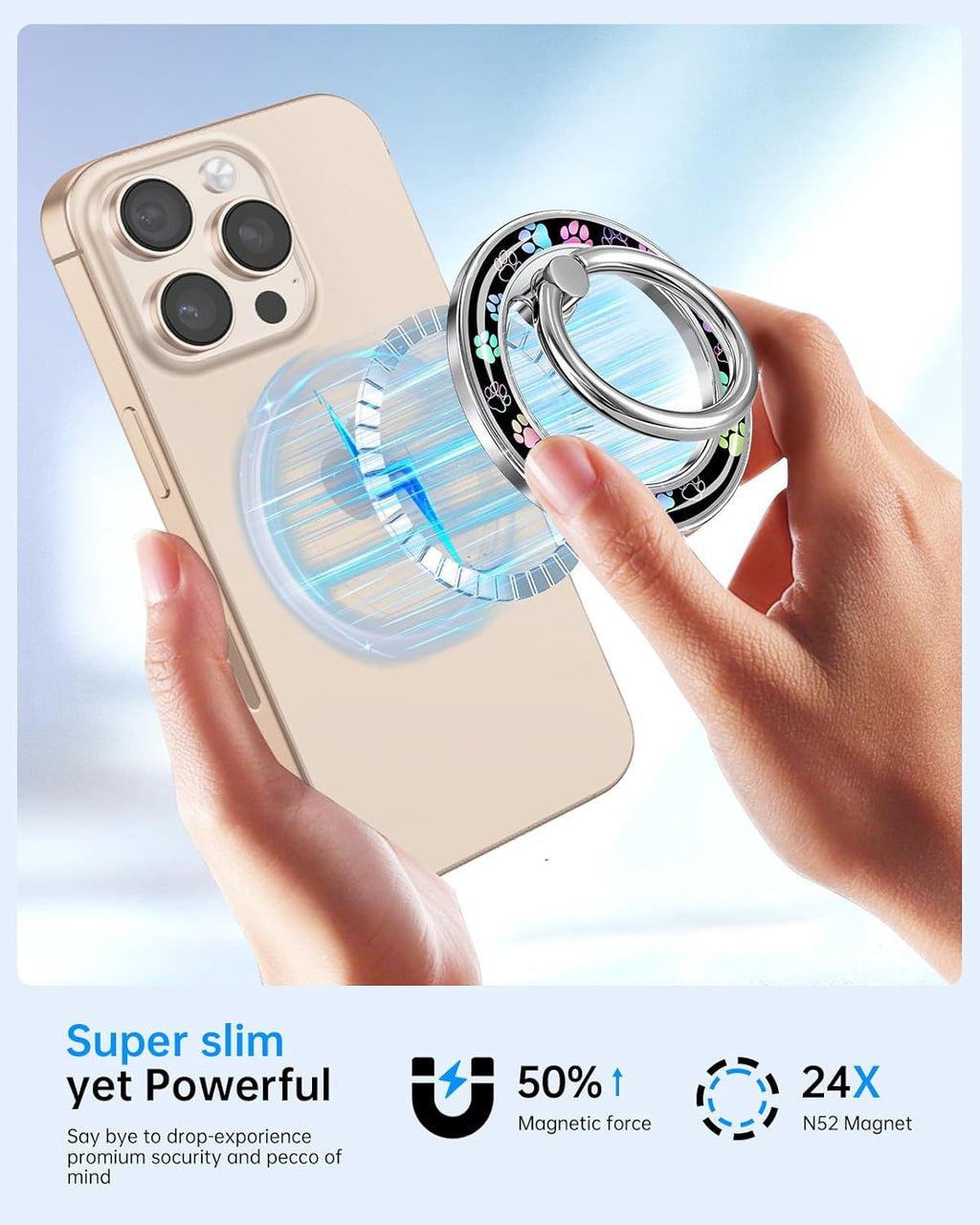Magnetic Phone Ring Holder with MagSafe - Magnetic Phone Grip MagSafe Ring Holder Magnet Removable Cell Phone Stand