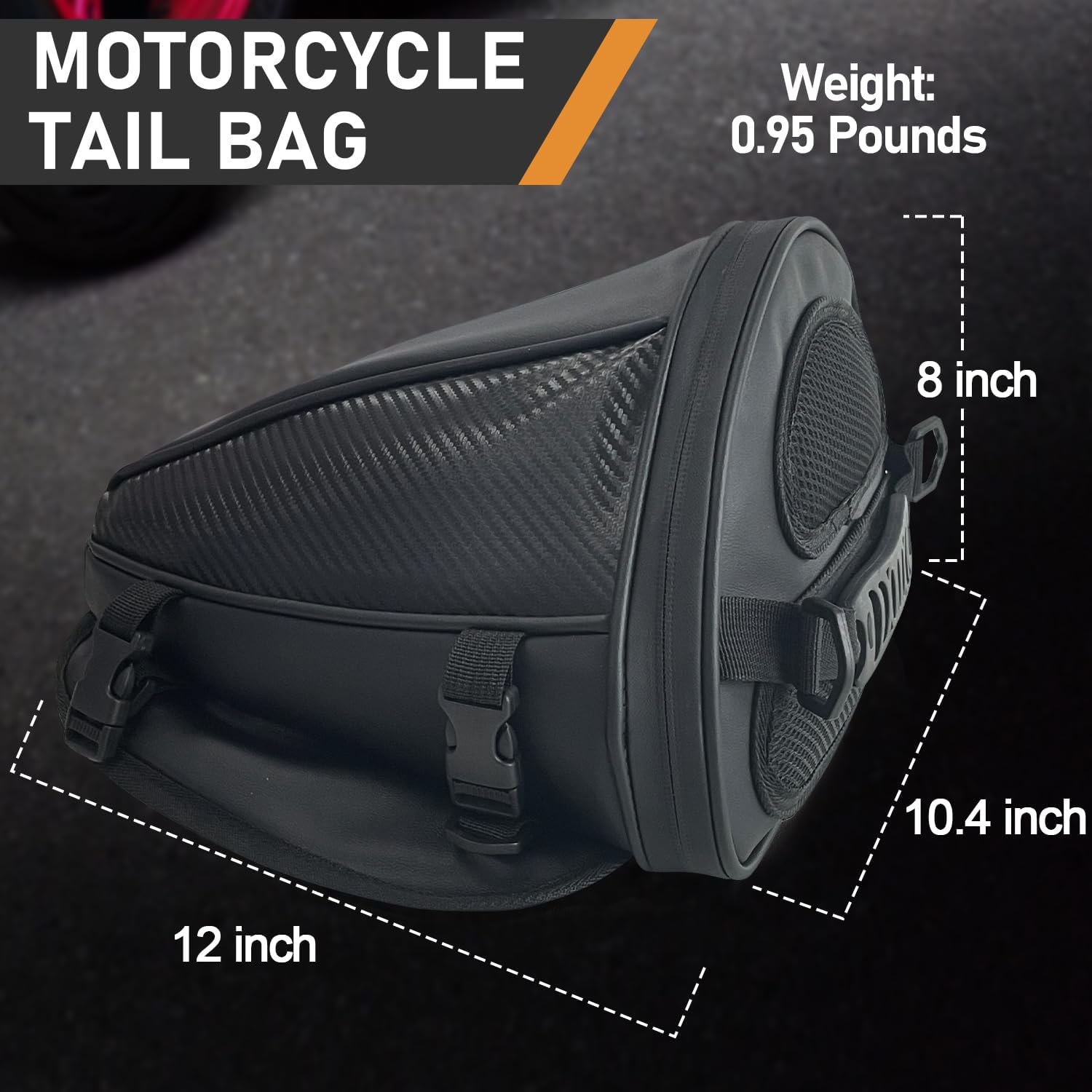 Motorcycle Tail Bag Multifunctional Rear Seat Storage Saddle Bag Motorbike Tank Bag with Shoulder Strap, Black