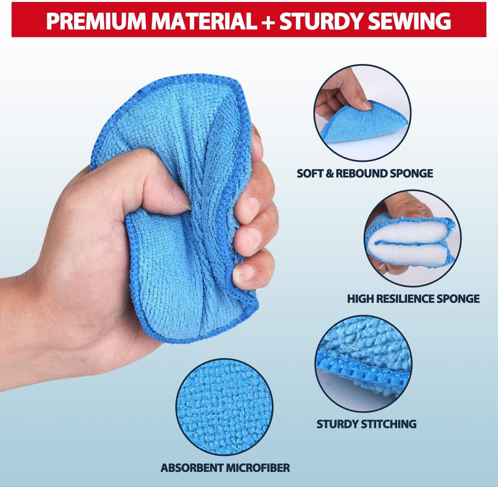 Microfiber Wax Applicator Pads, 5 Inch Round Foam Buffing & Detailing Polishing Pads, Reusable Car Wax Applicator for
