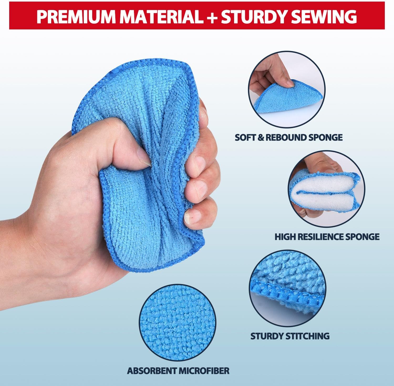 Microfiber Wax Applicator Pads, 5 Inch Round Foam Buffing & Detailing Polishing Pads, Reusable Car Wax Applicator for