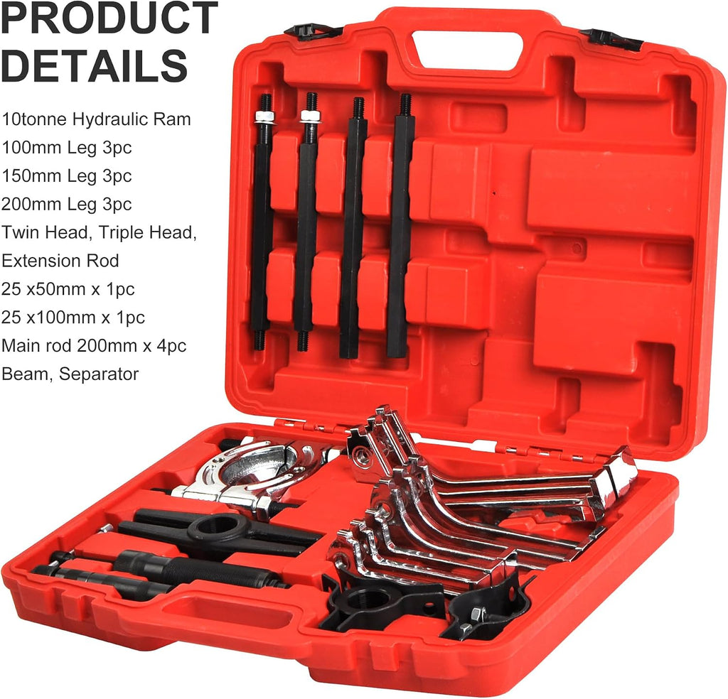 10 Ton Hydraulic Gear Jaw Pulling Bearing Separator Puller Set Kit