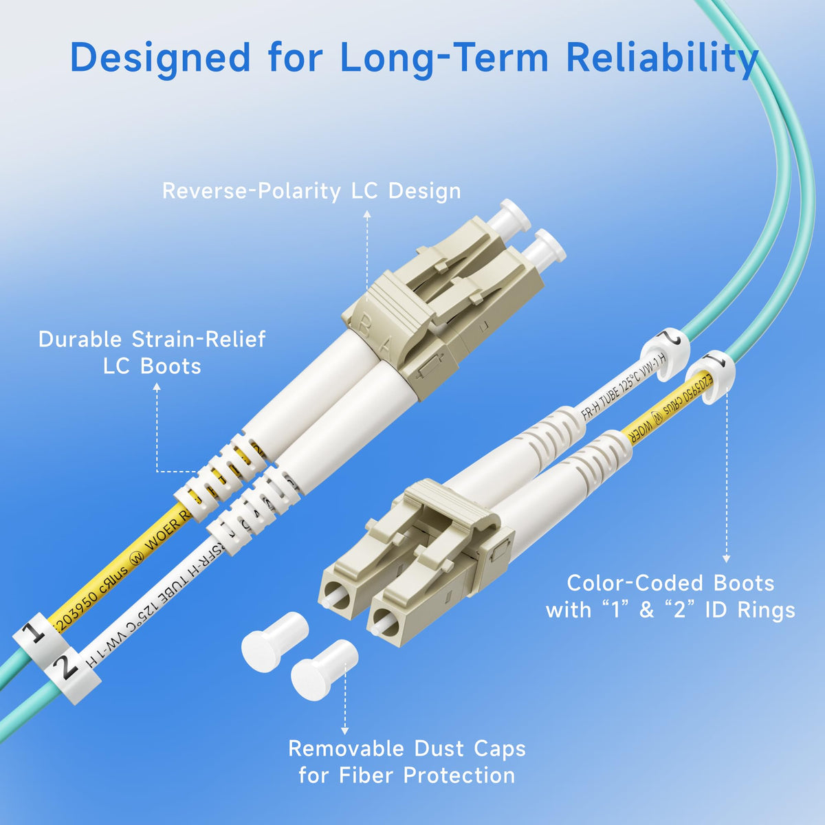 5-Pack 40Gb OM3 LC to LC Fiber Optic Cable, 3.3ft / 1m