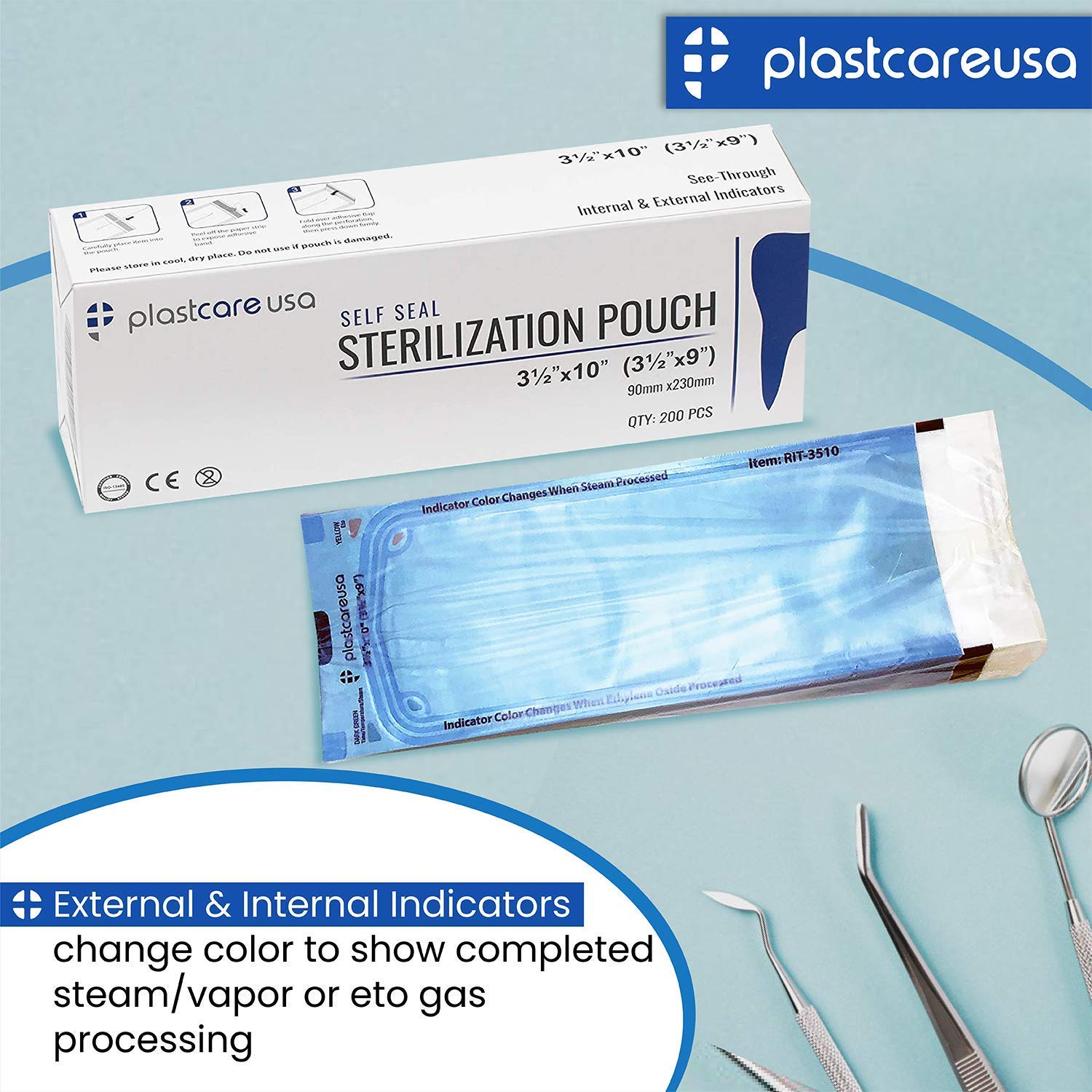 1000 4.25" x 12" Self Sterilization Autoclave Pouches for Cleaning Tools, Sterilizer Bags for Tattoo, Dental Pouch