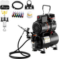 Airbrush Kit, 1/6 HP, Air Brush Kit with Air Compressor and Tank, 1 Dual-Action Professional Airbrush with 1 Tip