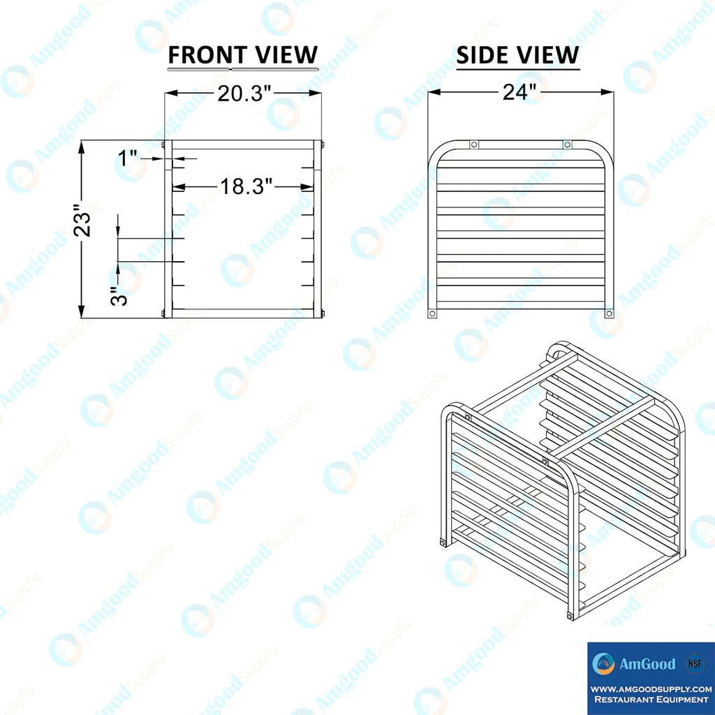 7-Pan Countertop Sheet Pan Rack, Full Size - 20.5 in. W x 24 in. D x 23 in. H, End Load, 3 in. Slide Spacing, NSF