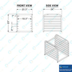 7-Pan Countertop Sheet Pan Rack, Full Size - 20.5 in. W x 24 in. D x 23 in. H, End Load, 3 in. Slide Spacing, NSF